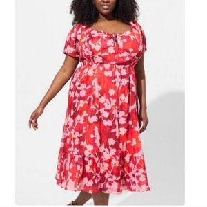 Torrid Midi Clip Dot Lace Dress